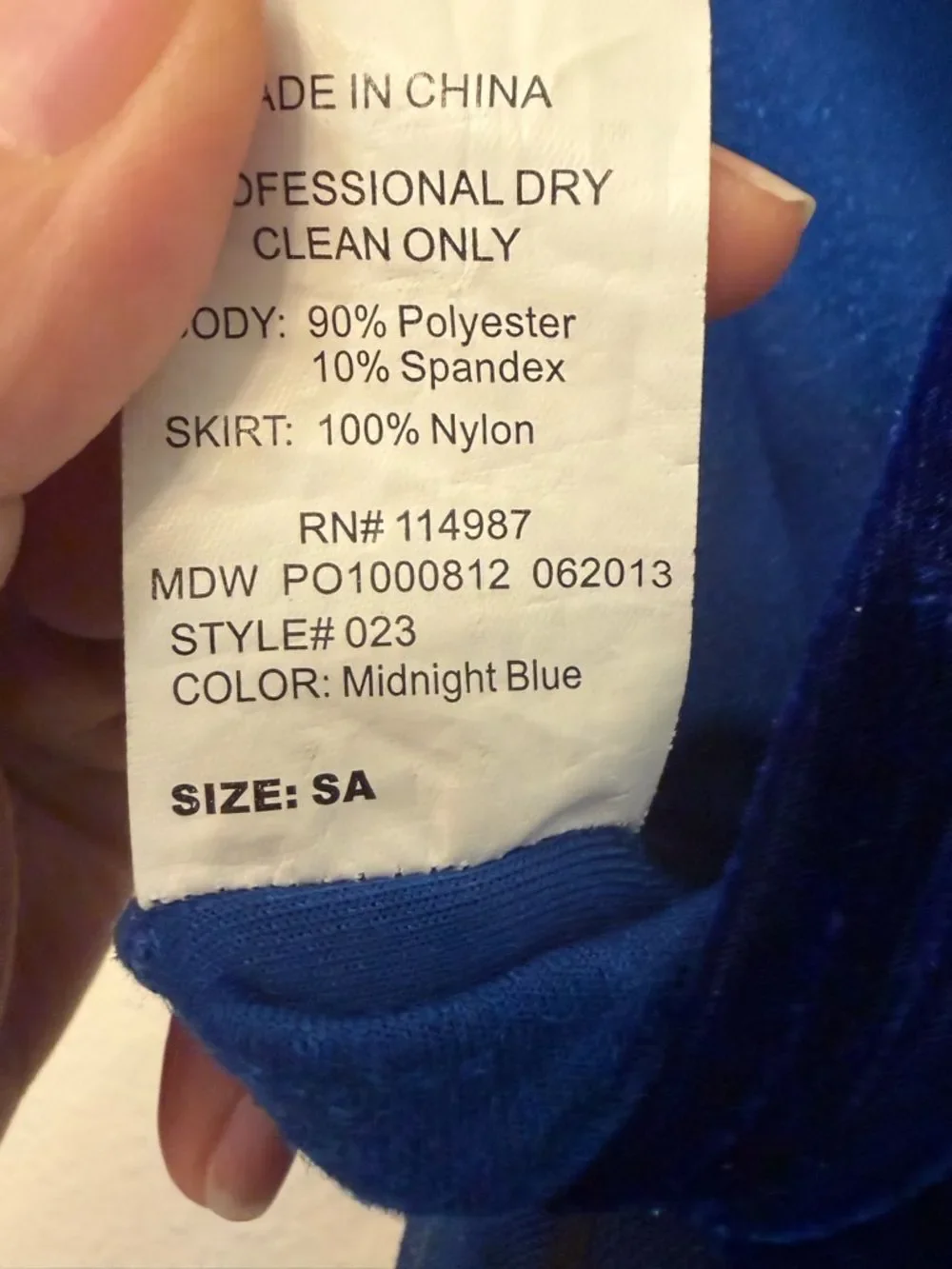 Revolution Dance costume blue velvet tutu dress 023 SA-Small adult